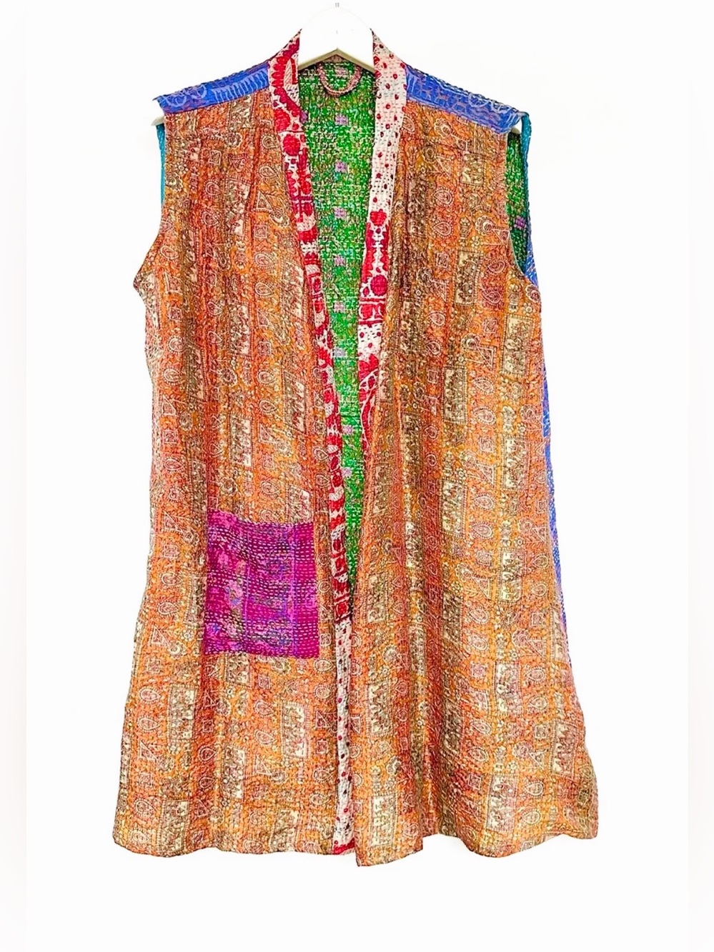💎 SILK Kantha patchwork vest - Vintage